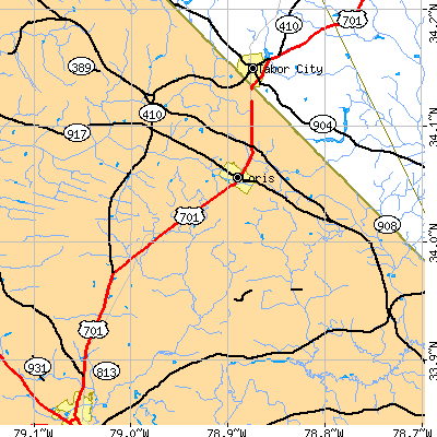 Zip code 29569 close-up map