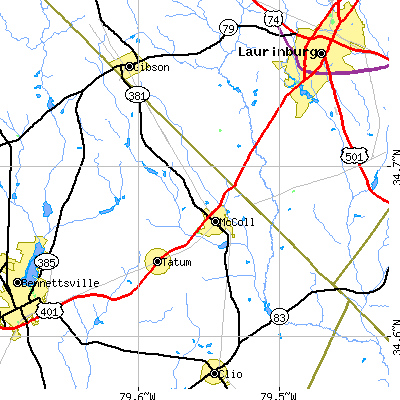 Zip code 29570 close-up map
