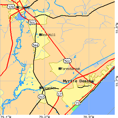 Zip code 29579 close-up map