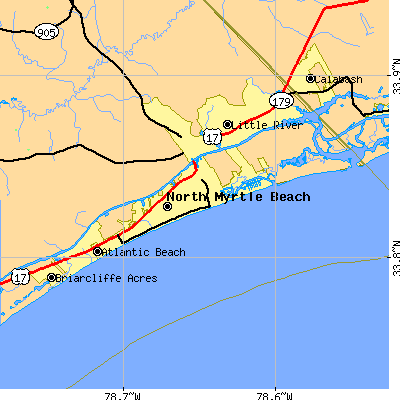 Zip code 29582 close-up map