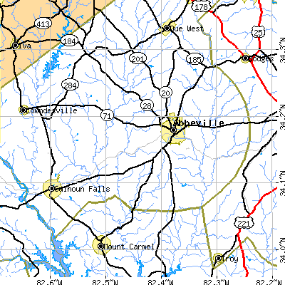 Zip code 29620 close-up map
