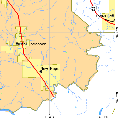 Zip code 35760 close-up map
