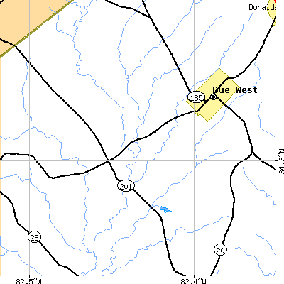 Zip code 29639 close-up map