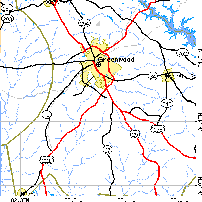 Zip code 29646 close-up map