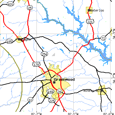 Zip code 29649 close-up map