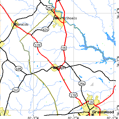 Zip code 29653 close-up map