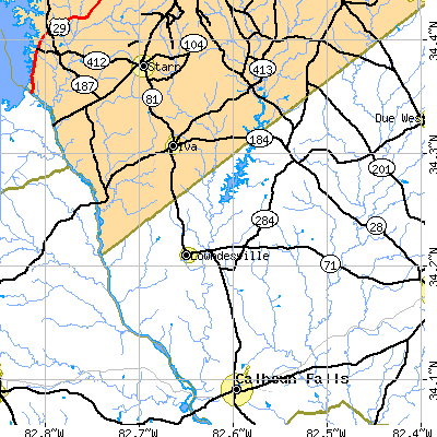 Zip code 29655 close-up map
