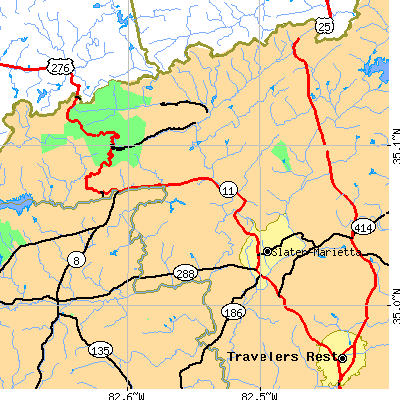 Zip code 29661 close-up map