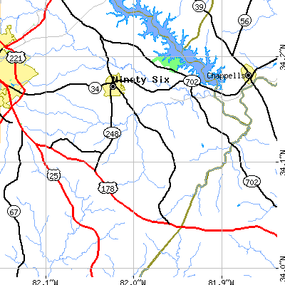 Zip code 29666 close-up map