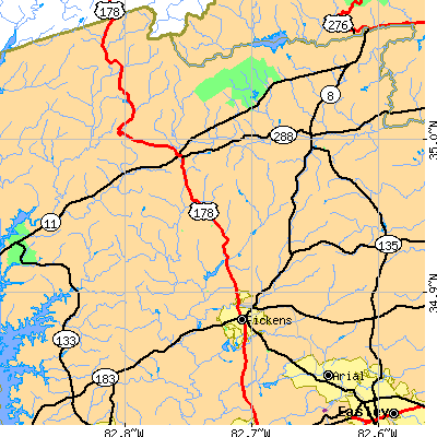 Zip code 29671 close-up map