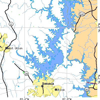 Zip code 29672 close-up map
