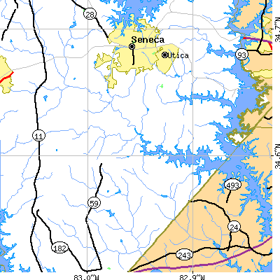 Zip code 29678 close-up map