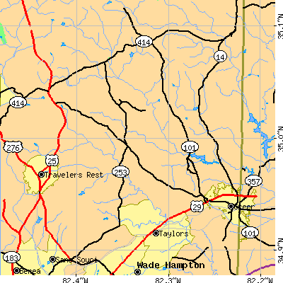 Zip code 29687 close-up map