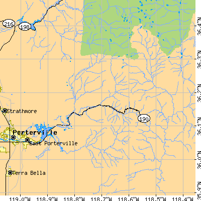 Zip code 93265 close-up map