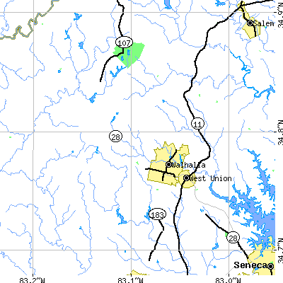 Zip code 29691 close-up map