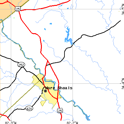Zip code 29692 close-up map