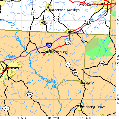 Zip code 29702 close-up map