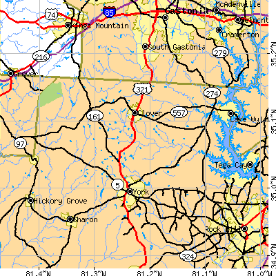 Zip code 29710 close-up map