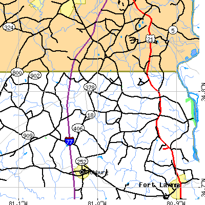 Zip code 29712 close-up map