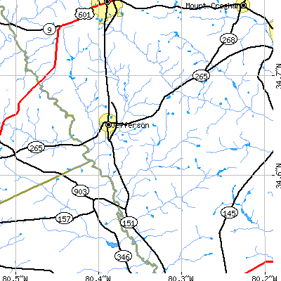 Zip code 29718 close-up map