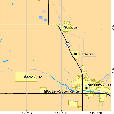 Zip code 93267 close-up map