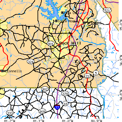 Zip code 29730 close-up map