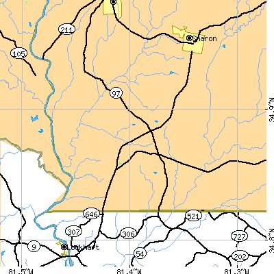 Zip code 29742 close-up map