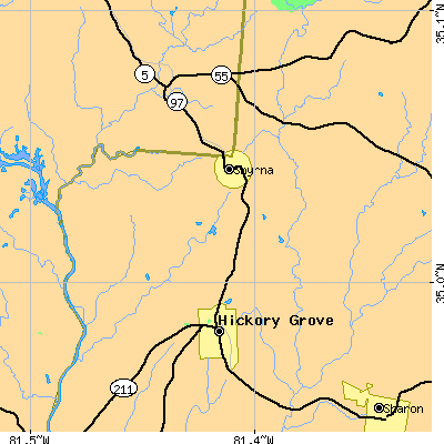 Zip code 29743 close-up map