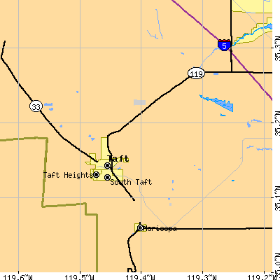 Zip code 93268 close-up map