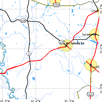 Zip code 29810 close-up map