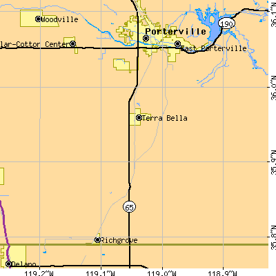 Zip code 93270 close-up map