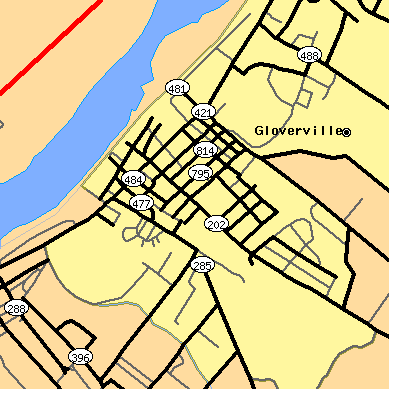 Zip code 29828 close-up map