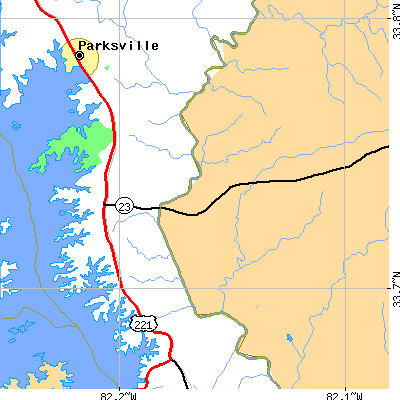 Zip code 29838 close-up map