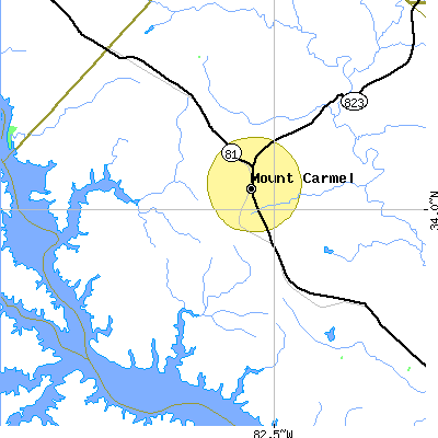 Zip code 29840 close-up map