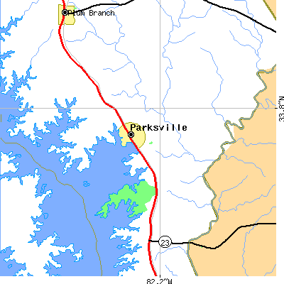 Zip code 29844 close-up map