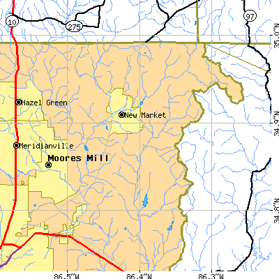 Zip code 35761 close-up map