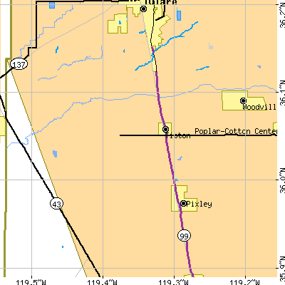 Zip code 93272 close-up map