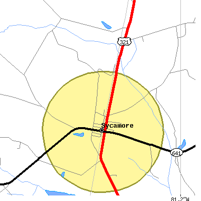 Zip code 29846 close-up map