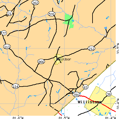 Zip code 29856 close-up map