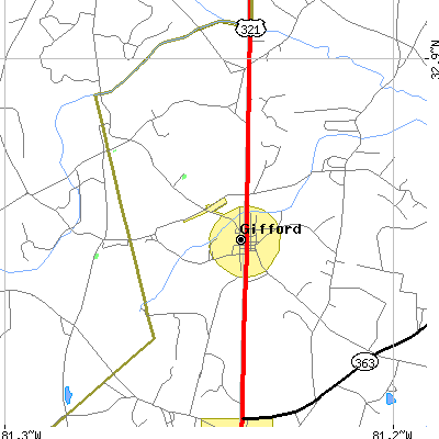 Zip code 29923 close-up map