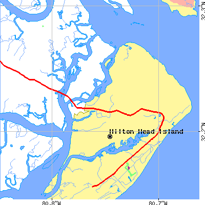 Zip code 29926 close-up map