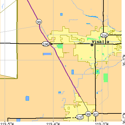 Zip code 93277 close-up map