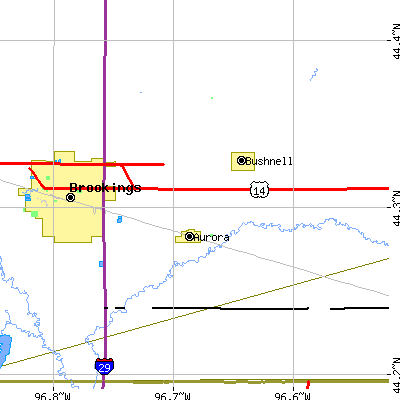 Zip code 57002 close-up map