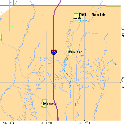 Zip code 57003 close-up map