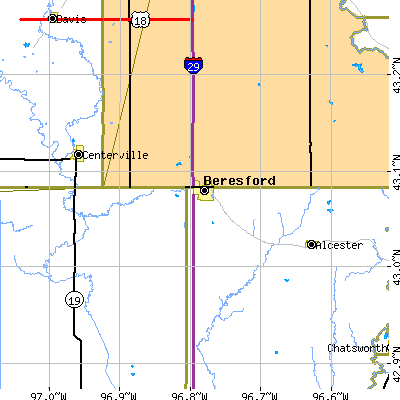 Zip code 57004 close-up map