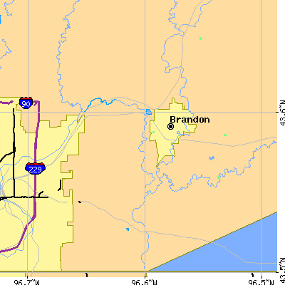 Zip code 57005 close-up map