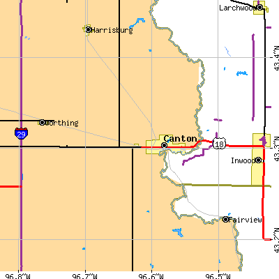 Zip code 57013 close-up map