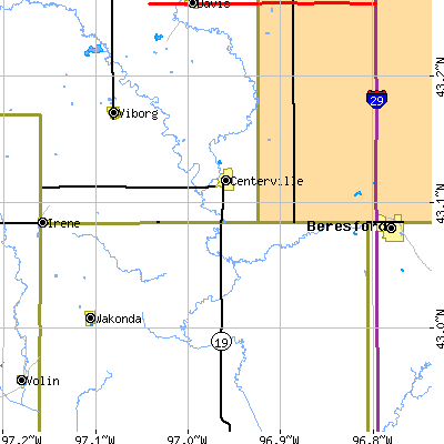 Zip code 57014 close-up map