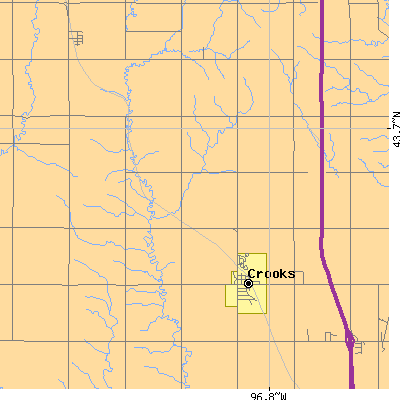 Zip code 57020 close-up map