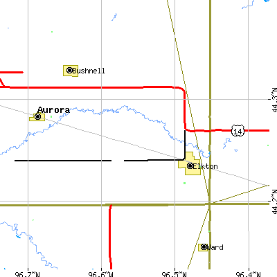 Zip code 57026 close-up map